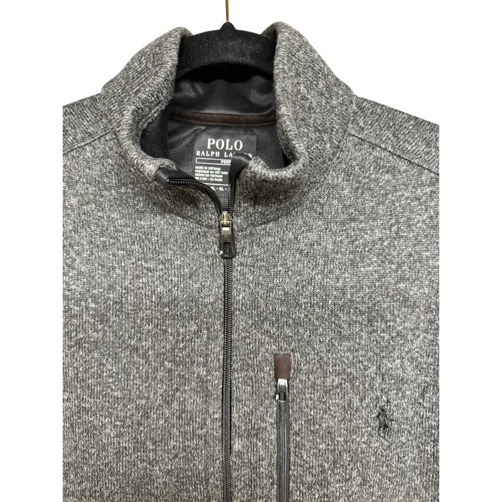 Polo Ralph Lauren Brushed Fleece Full-Zip‎ Vest Heather Gray Men's Sz Large Tall